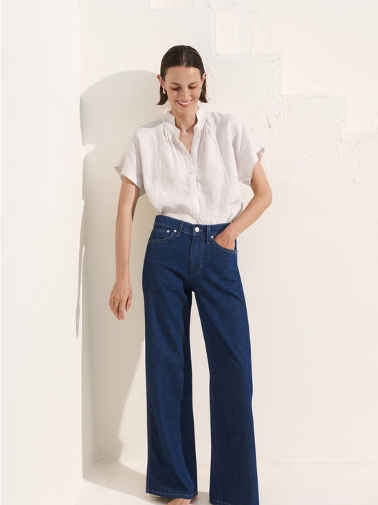 AYR Denim - AYR Wide-Leg High-Rise Jeans in Deep Blue